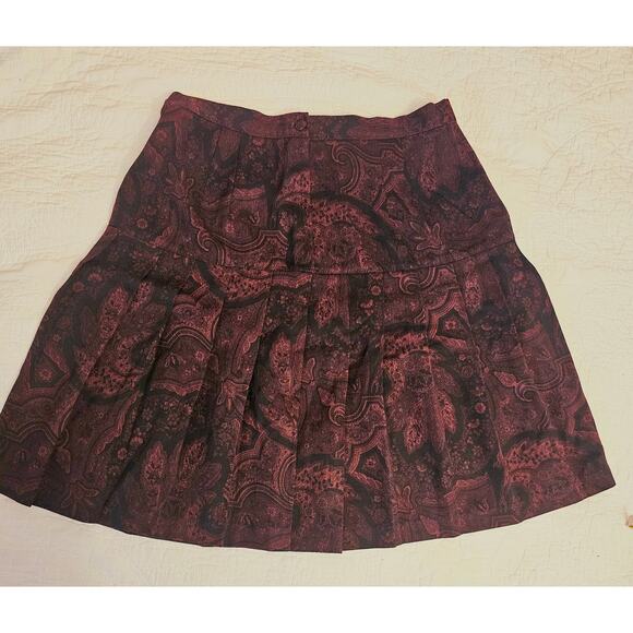 Vintage Ellen Figg Skirt With A Back Zipper Size 14 Brown Paisley Print Pleated - Picture 2 of 8